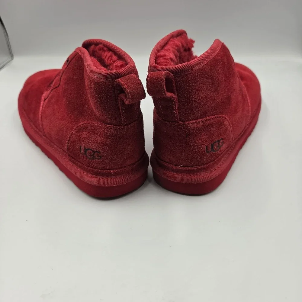 UGG Neumel Suede Fur Lined Chukka Ankle Boots Shoes Wool Red Size 5
